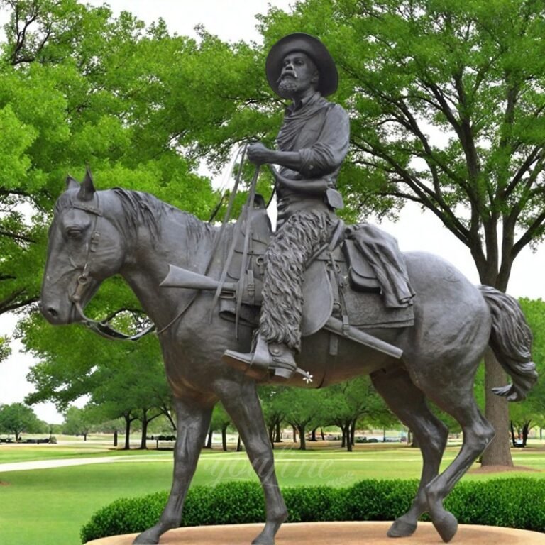 full size bronze horse and rider statue for outdoor park decor