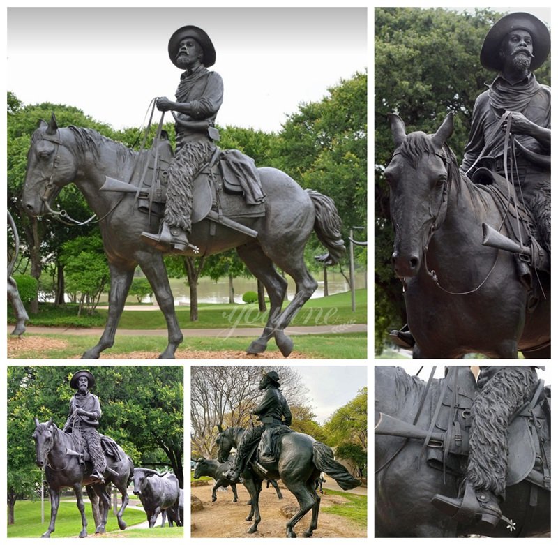 bronze horse and rider statue details