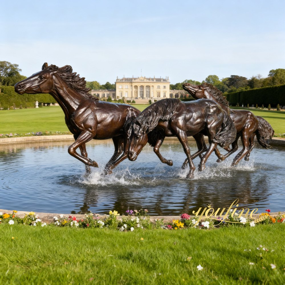 bronze horse fountain for garden decor in large estates