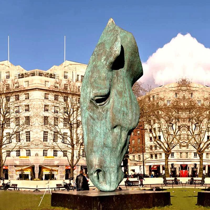 bronze horse head statue