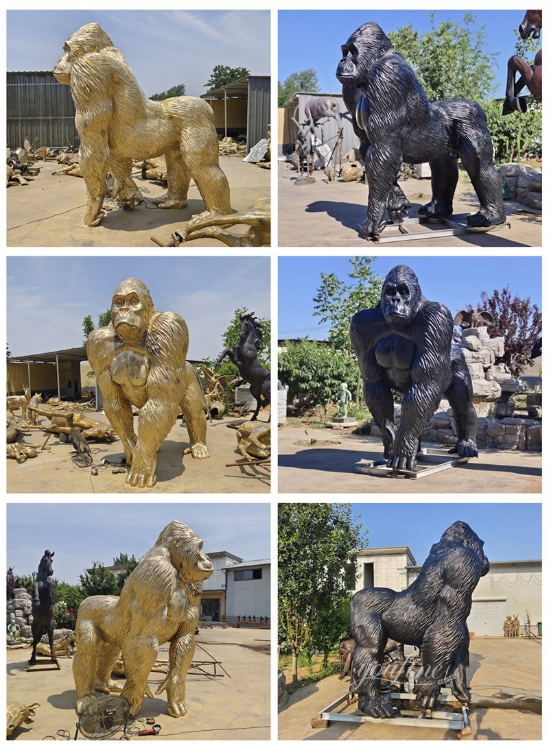 bronze king kong statue finished display
