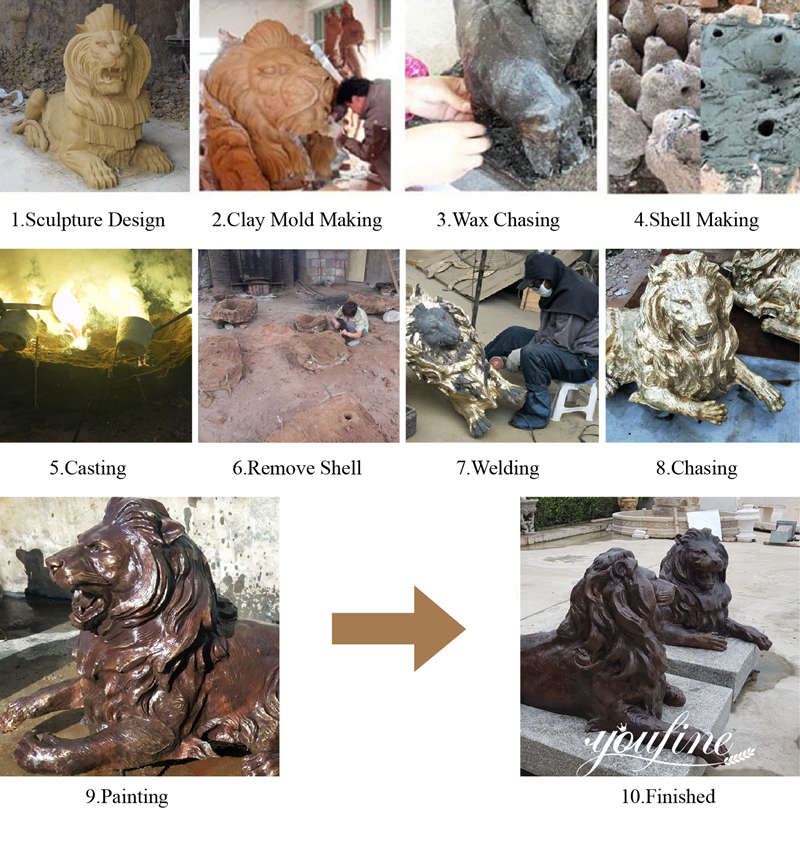 bronze lion statues outdoor -YouFine Sculpture