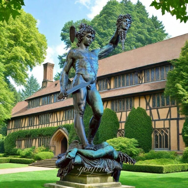 bronze medusa with the head of perseus replica for outdoor decor