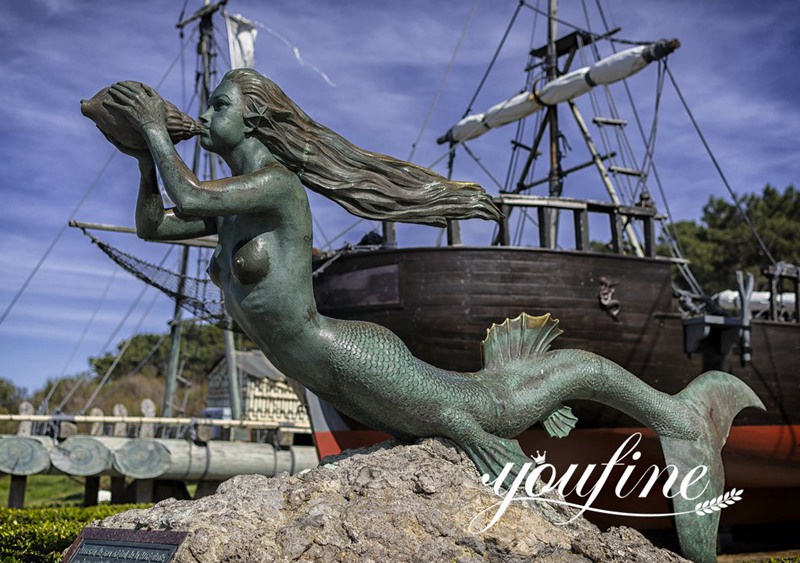 bronze mermaid sculpture details