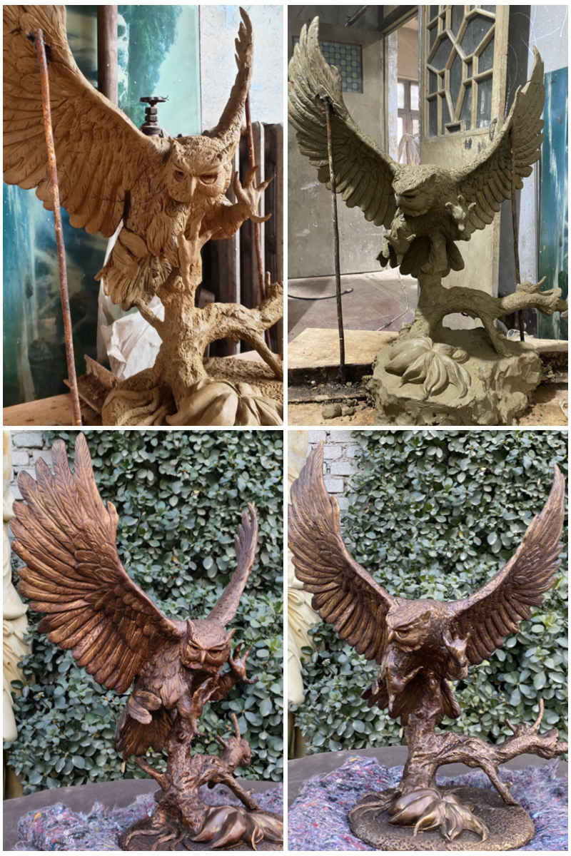 bronze owl clay model-YouFine Sculpture