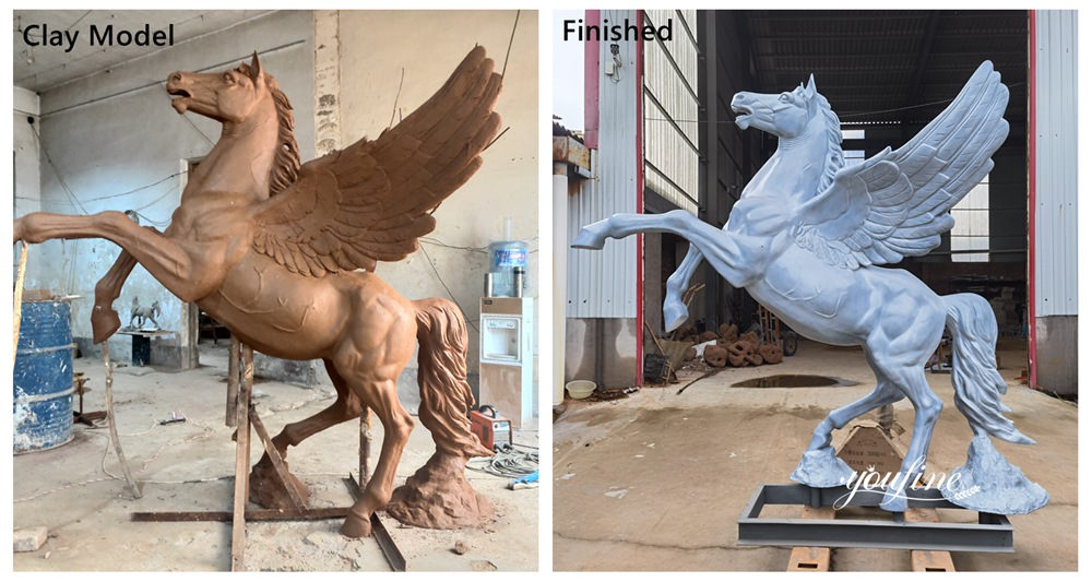 bronze pegasus horse statue cast process