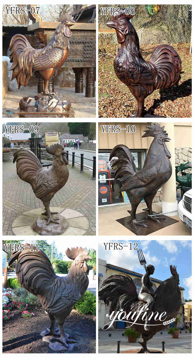 bronze rooster sculpture -YouFine Sculpture