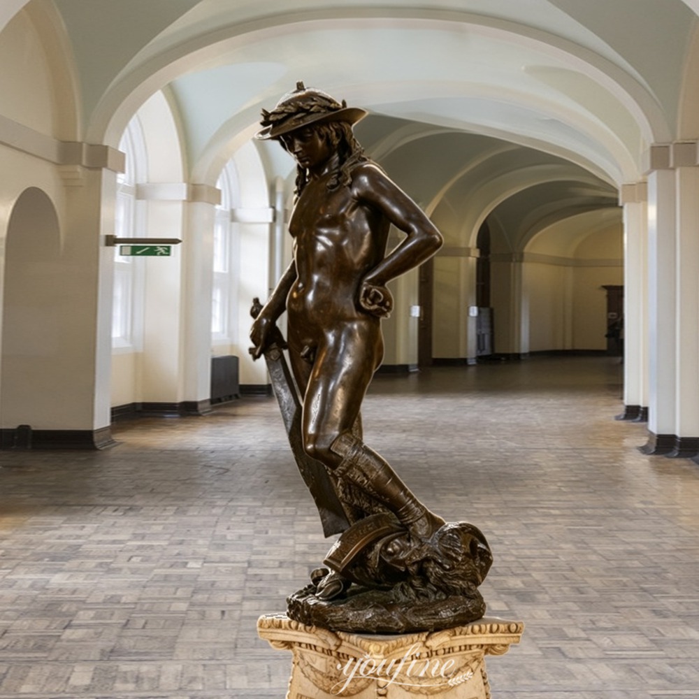 bronze statue of David Donatello replica for indoor lobby