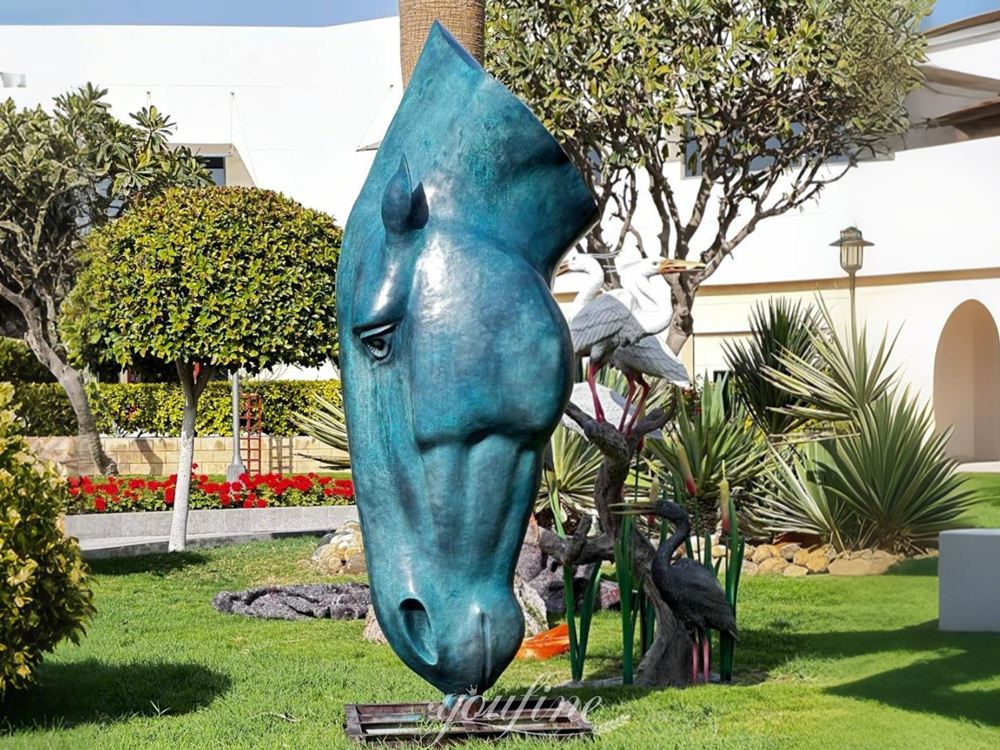 bronze still water horse head statue for garden decor