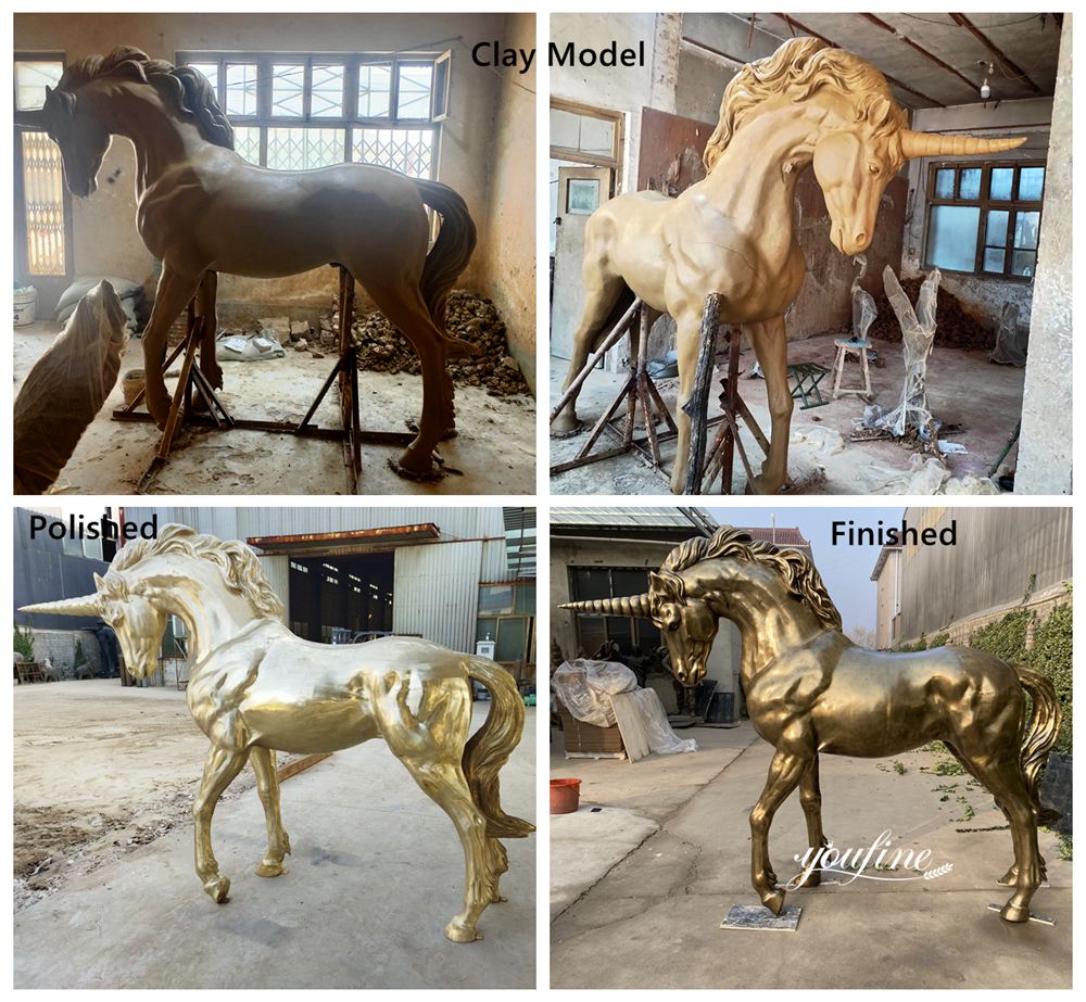 bronze unicorn statue cast process