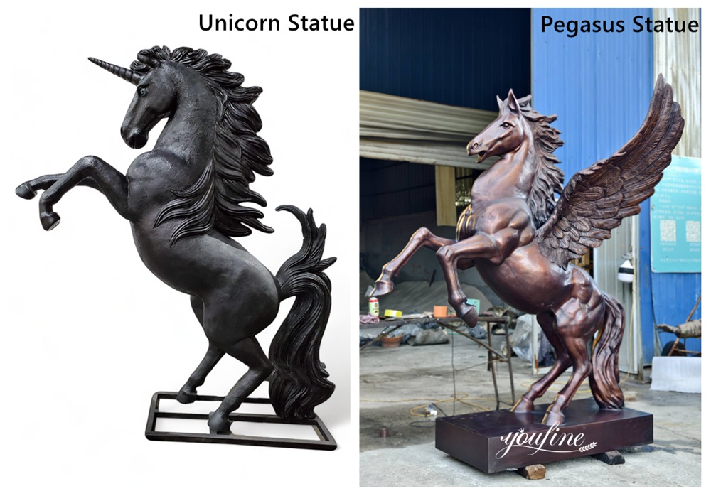 bronze unicorn statue vs bronze pegasus statue