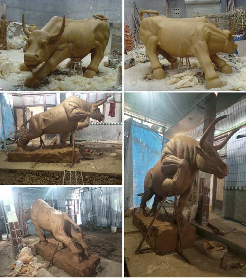 bronze wall street bull statue clay model
