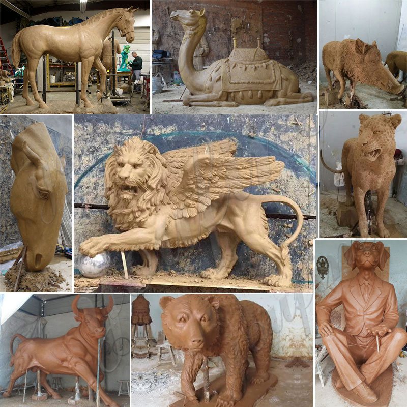 bronze wild animal clay models
