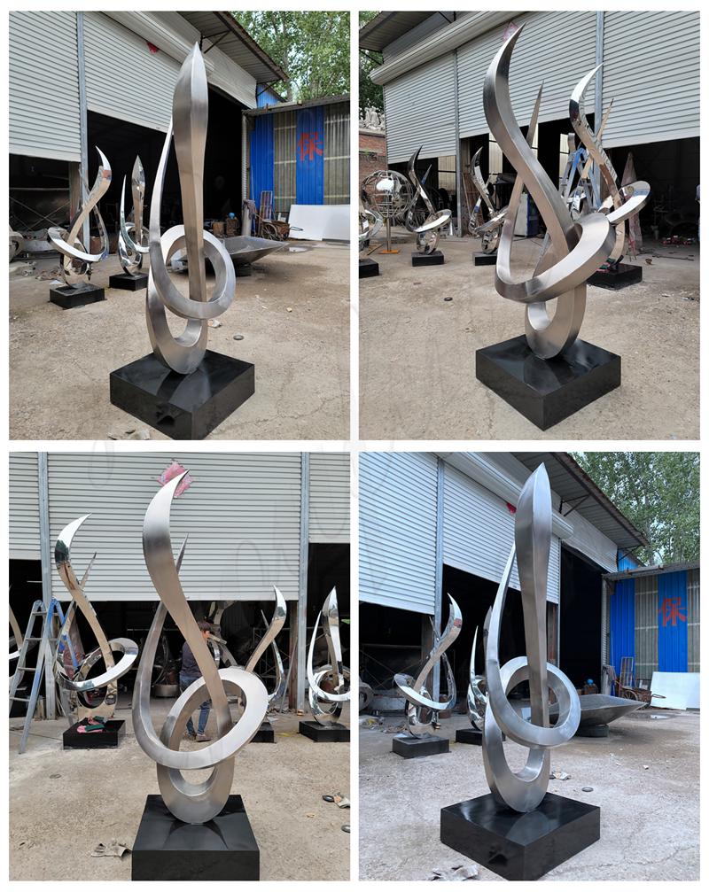 brushed abstract stainless steel growth sculpture