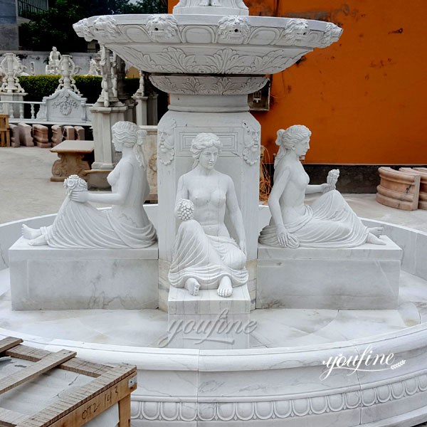 Natural White Marble Outdoor Tiered Fountain Garden Decor for Sale MOKK-85