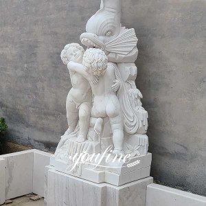  » Hand Carved Garden Marble Fountain with Boy Holding Fish for Sale MOKK-739