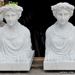  » Hand Carved Outdoor White Marble Female Sphinx Statue for Garden for Sale MOKK-596