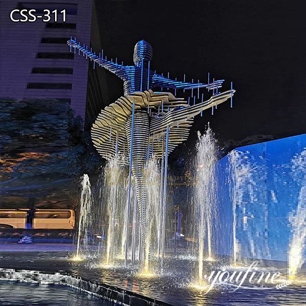 Giant Metal Sculpture Water Fountain Dancing Lady Plaza Decor for Sale