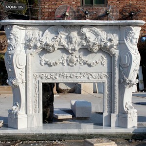Hand carving european style marble fireplace mantel MOKK-106