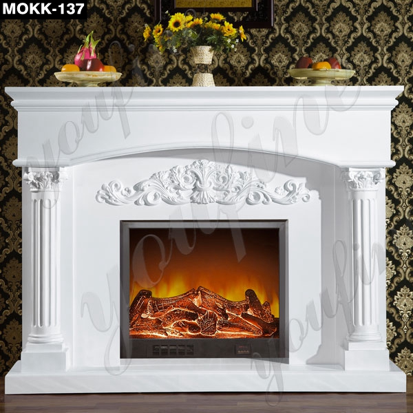  » White Color Natural Stone Fire Surround MOKK-137 Featured Image