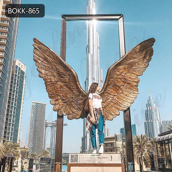Modern Decorative Large Bronze Wings Sculpture Wall Decor Ornament for Sale BOKK-885