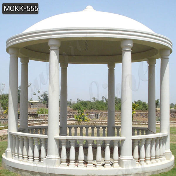  » Hand Carved Simple White Marble Gazebo Outdoor for Sale MOKK-555 Featured Image