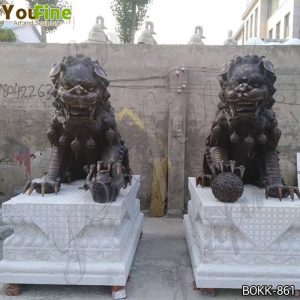  » Large Bronze Chinese Foo Dog Statue with Vivid Details for Sale BOKK-861