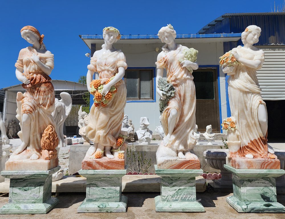 colored marble Four Seasons statues