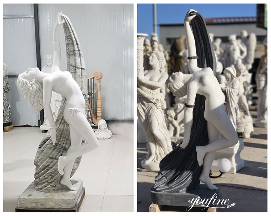 colorful marble dancing girl sculptures