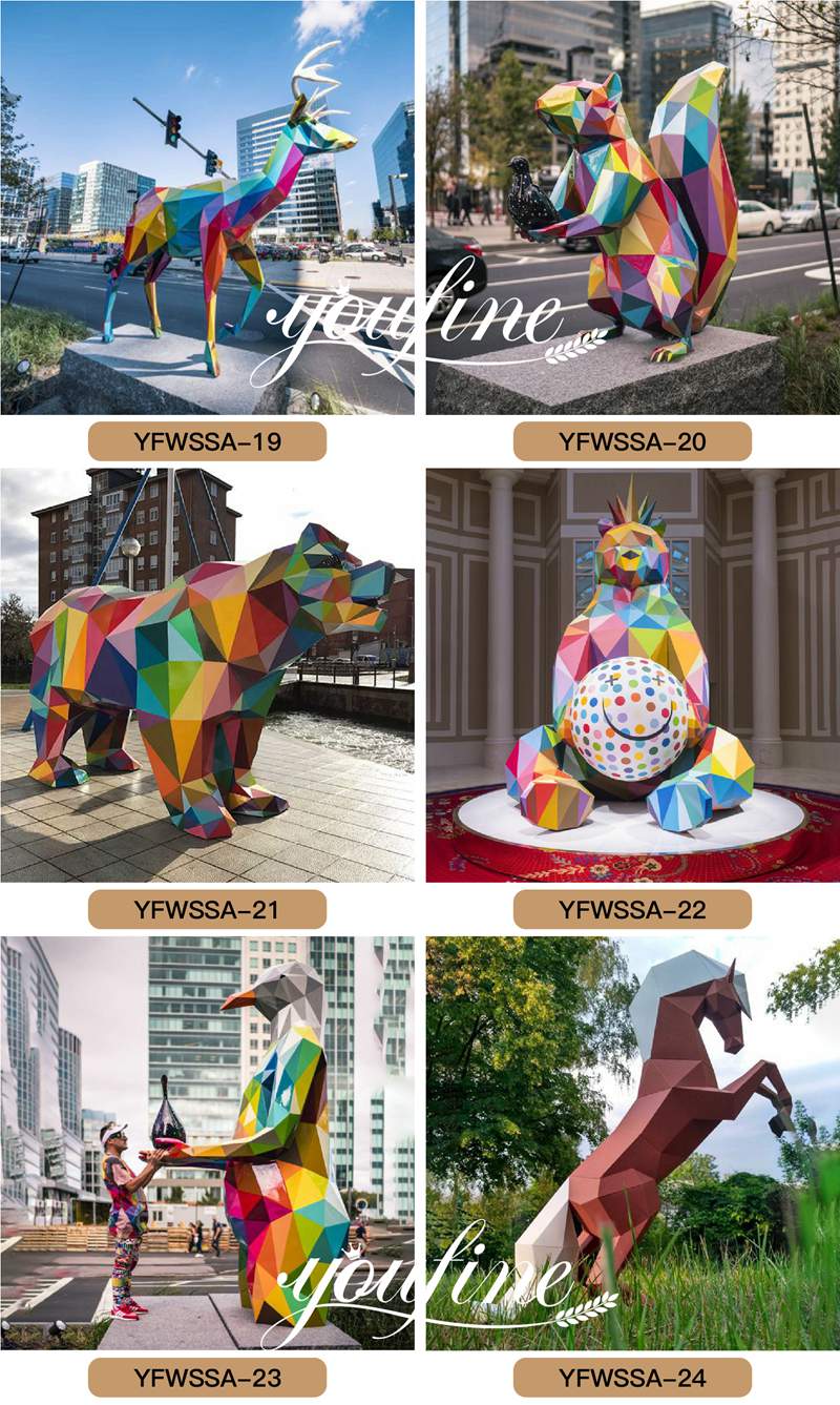 colorful stainless steel animal sculptures
