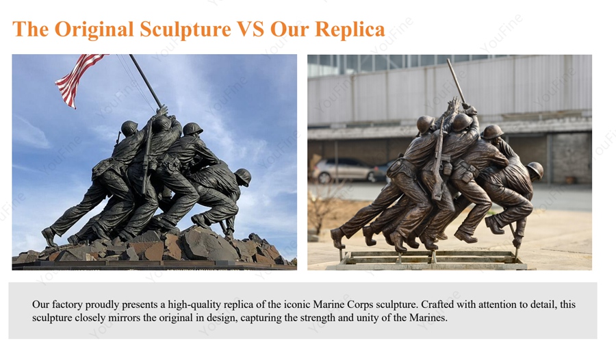 comparison between the original sculpture and the replica