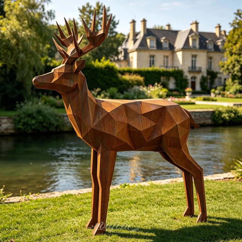 Corten steel deer sculpture