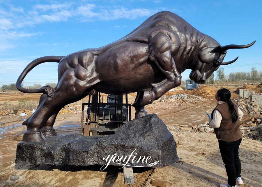 custom large black bronze bull sculpture