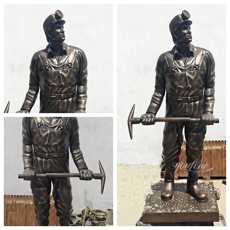 custom life size bronze coal miner statue details