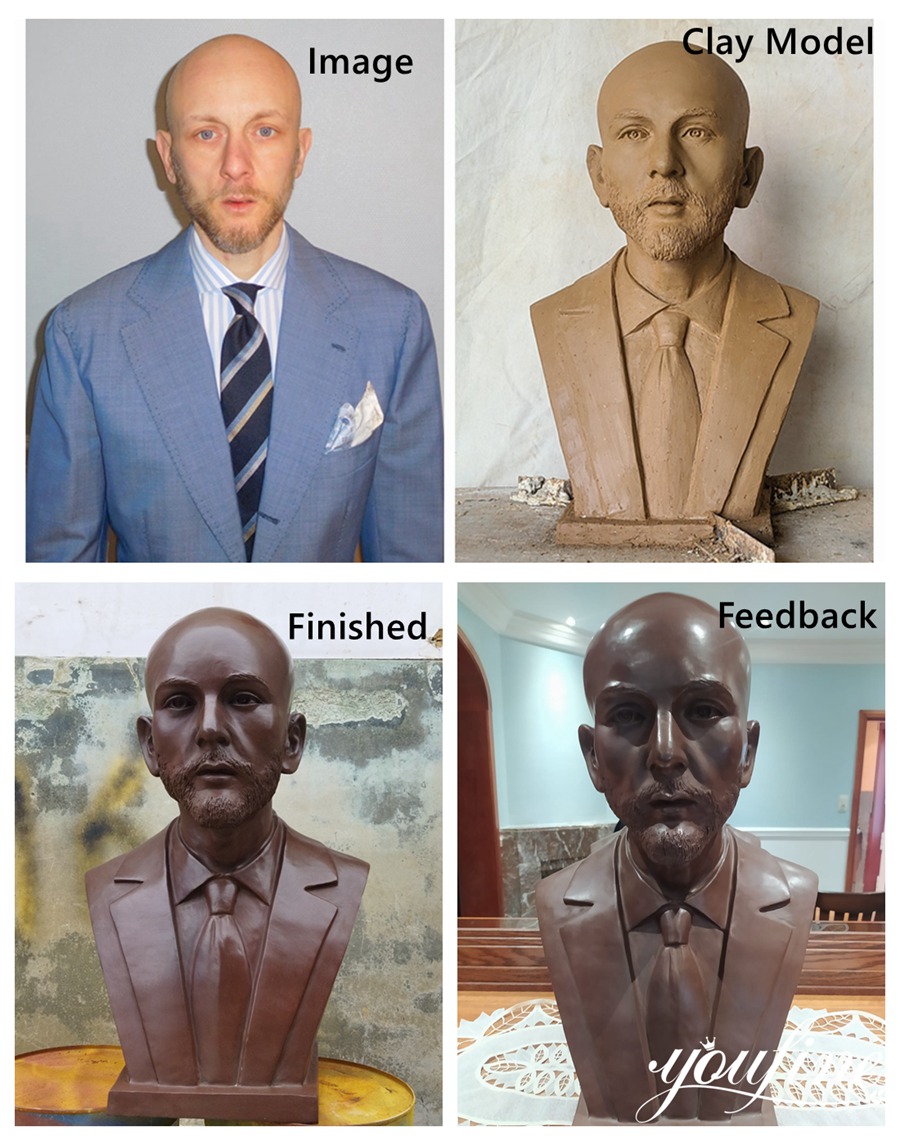 custom-made bronze bust for a Belgian client