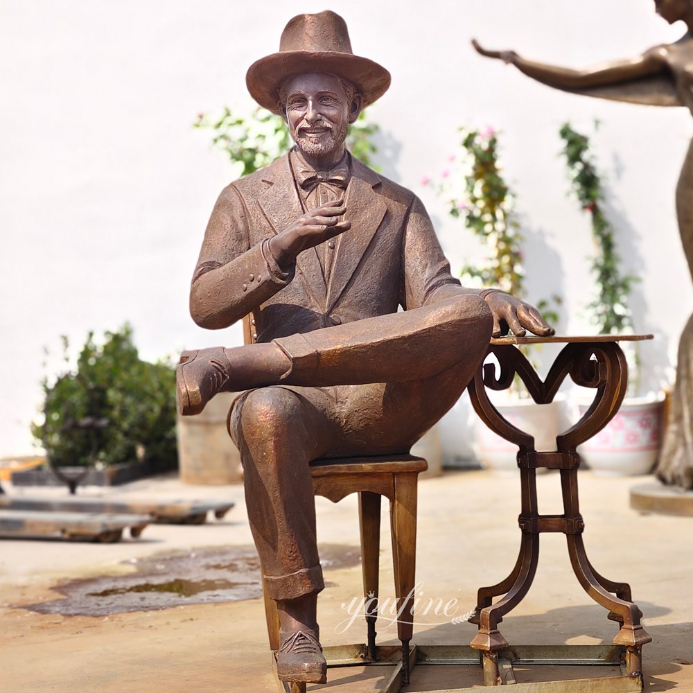 custom-made bronze seated man sculpture