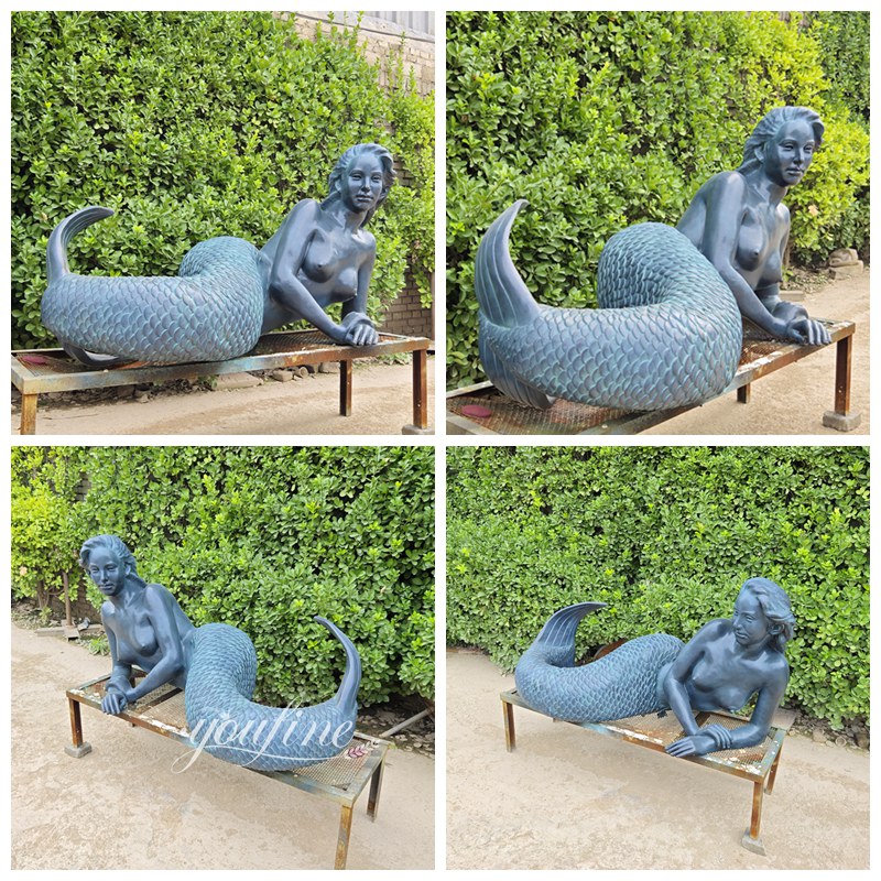custom side lying large mermaid statue details