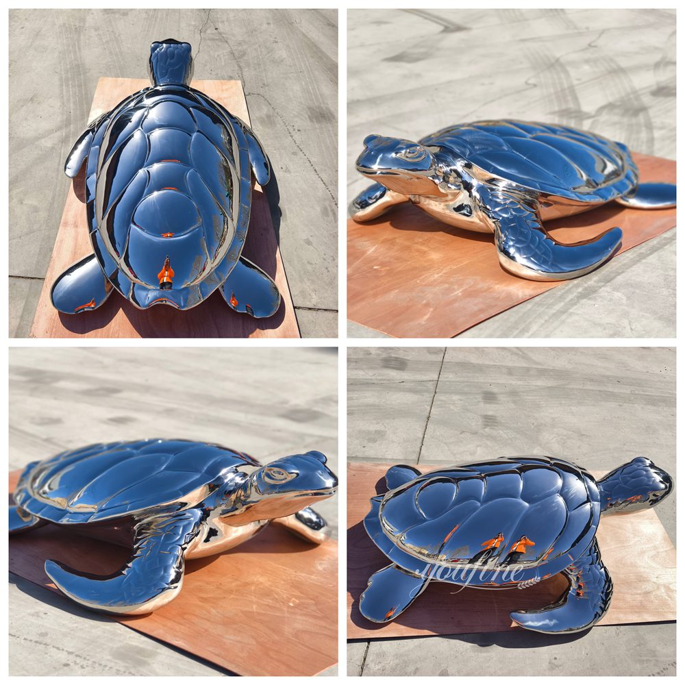 custom stainless steel turtle sculpture details
