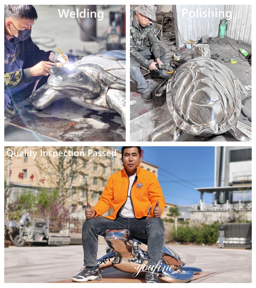 custom stainless steel turtle sculpture making process