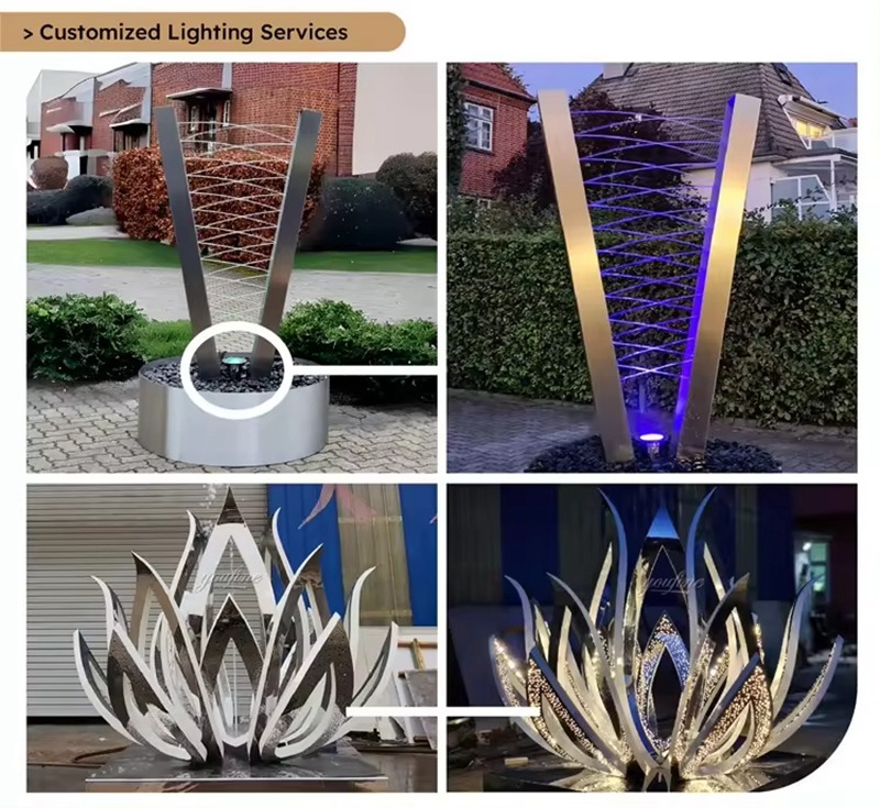 customized service of large outdoor metal water fountain art (3)