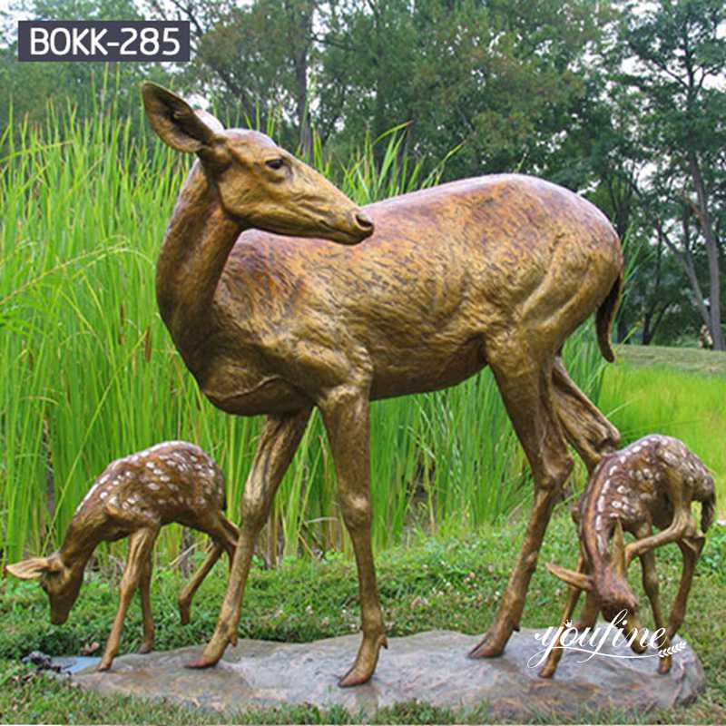 Bronze Life Size Deer Sculpture Fine Cast Animal Decor Manufacturer BOKK-285