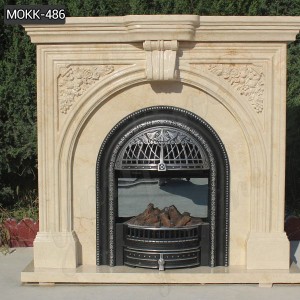  » Hot Sale Victorian Style Beige Hand Carved Marble Fireplace for Home Decor MOKK-486