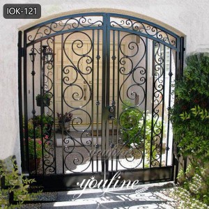 High Quality Wrought Iron Outdoor Front Gate for Home Decor for Sale IOK-121