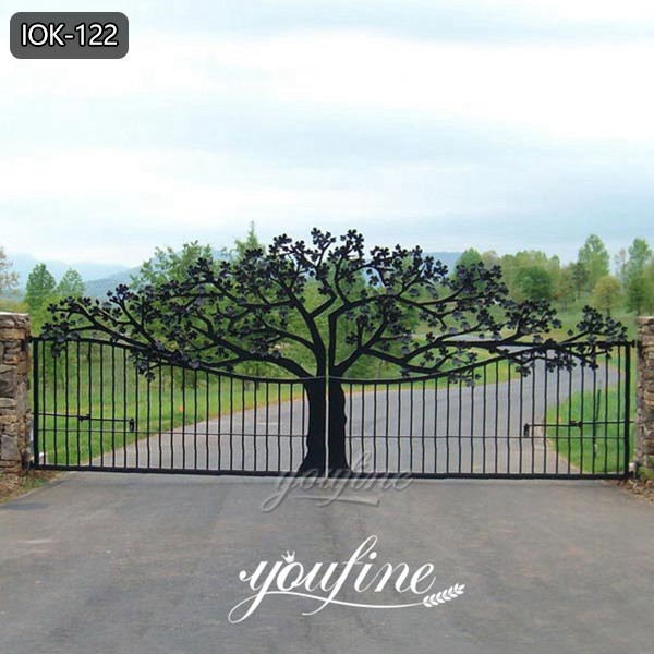  » Decorative Double Sliding Wrought Iron Tree Gates Ornaments for Sale IOK-122 Featured Image