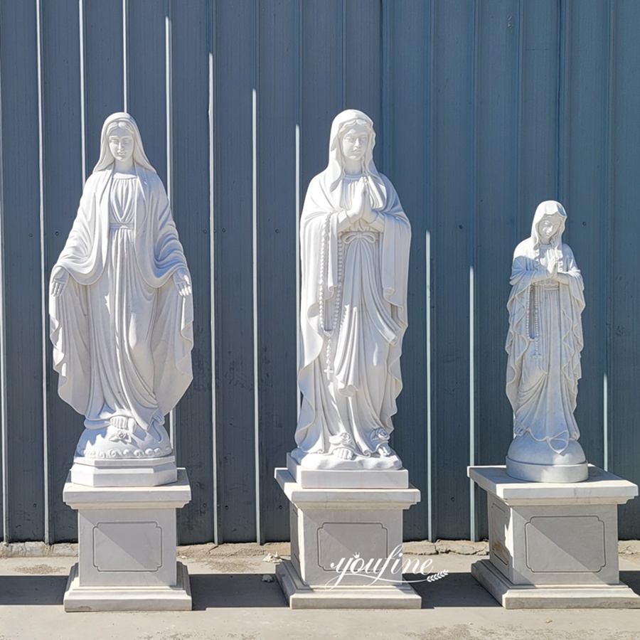 Marble Assumption of Mary Statue for Outdoor Decor