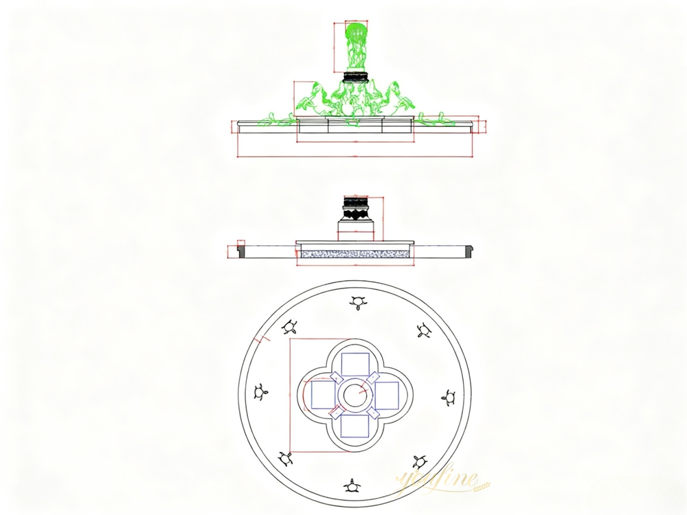 drawings for a custom-made bronze fountain