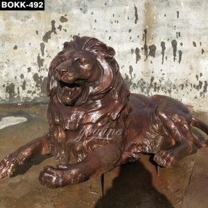 Antique Style Bronze Lying Lion Statue for Porch Decor BOKK-492