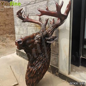  » Antique Bronze Deer Head Statue for Home Decor for Sale BOKK-849