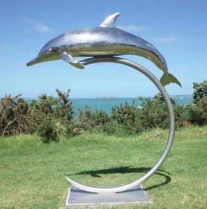  » contemporary lawn sculpture outdoor metal dolphin statue
