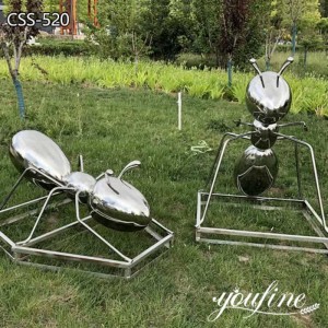 Mirror Polished Metal Ant Sculpture Modern Outdoor Decor for Sale CSS-520